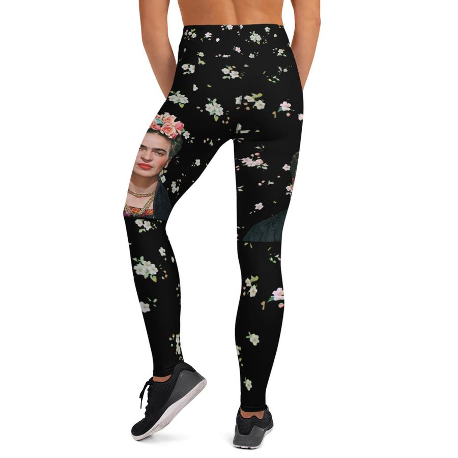 Frida Kahlo Svarta Yogatights Leggings Med Hög Midja & Ficka