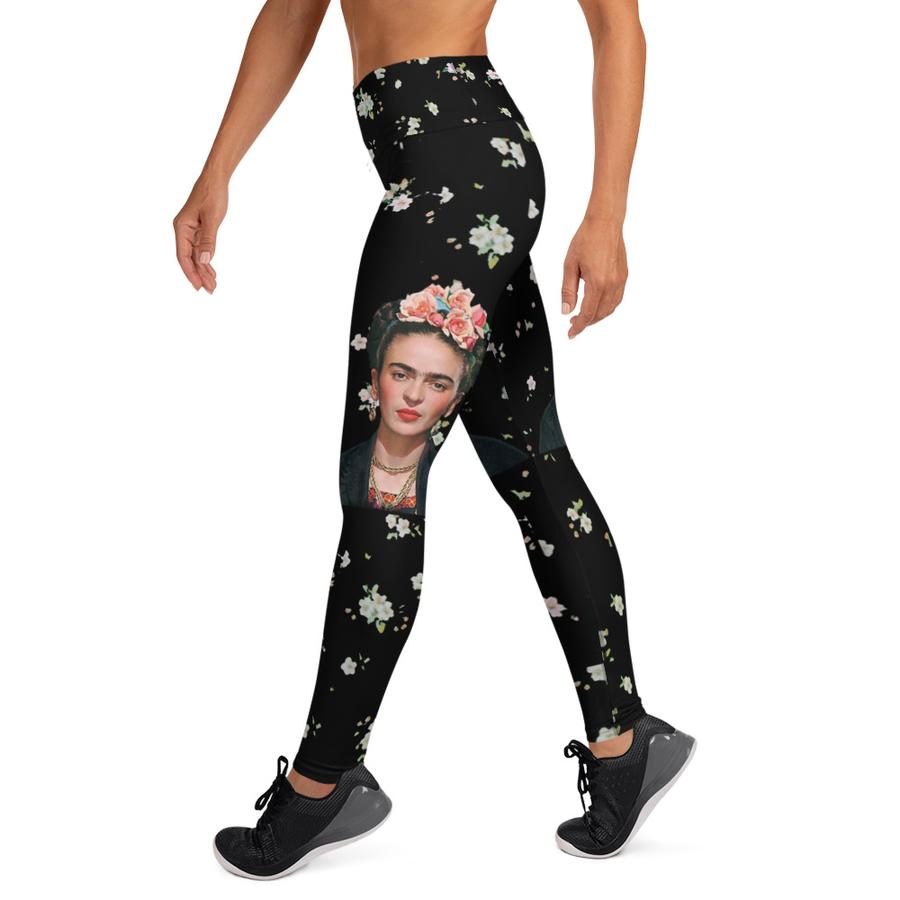 Frida Kahlo Svarta Yogatights Leggings Med Hög Midja & Ficka