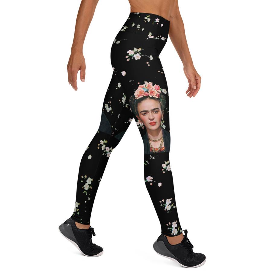 Frida Kahlo Svarta Yogatights Leggings Med Hög Midja & Ficka