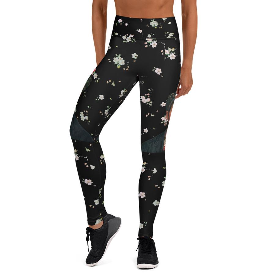 Frida Kahlo Svarta Yogatights Leggings Med Hög Midja & Ficka