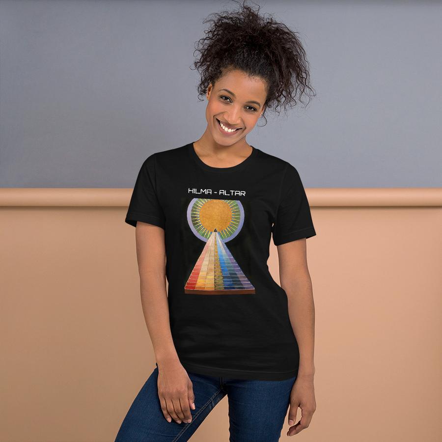 Hilma Af Klint Tryck Kortärmad 100% Bomull Svart T-Shirt - Altarpiece