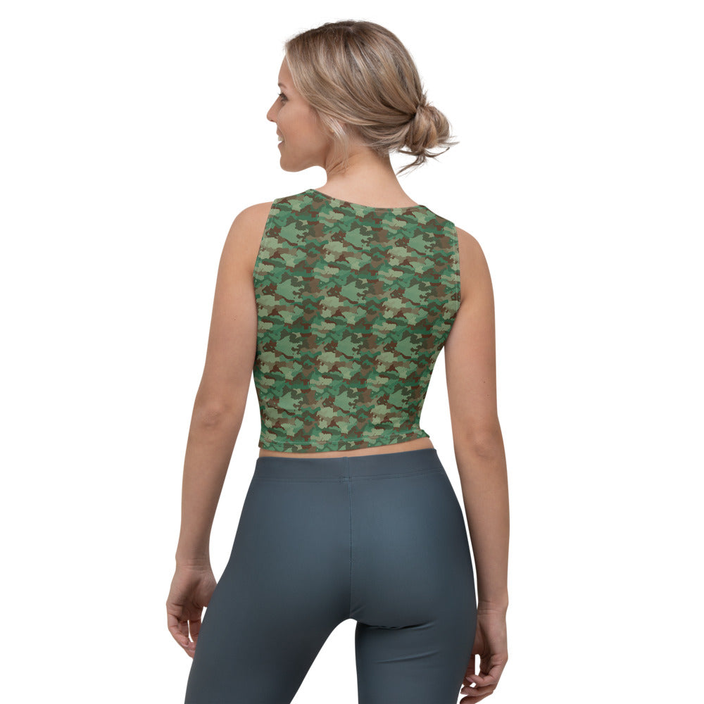 Mörk Grön Kamouflage Crop Top Linne