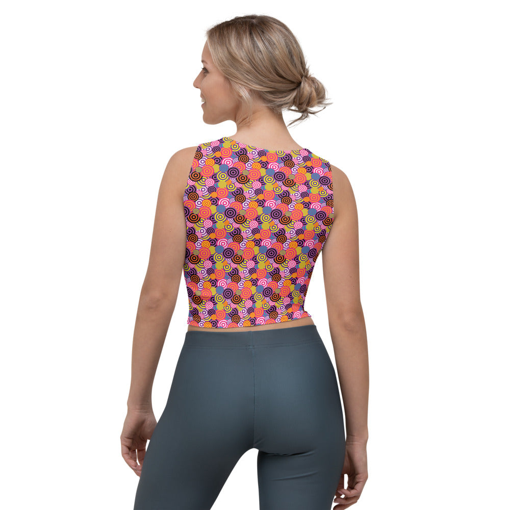 Färgglad Retro Spiral Mönstrad Crop Top Linne