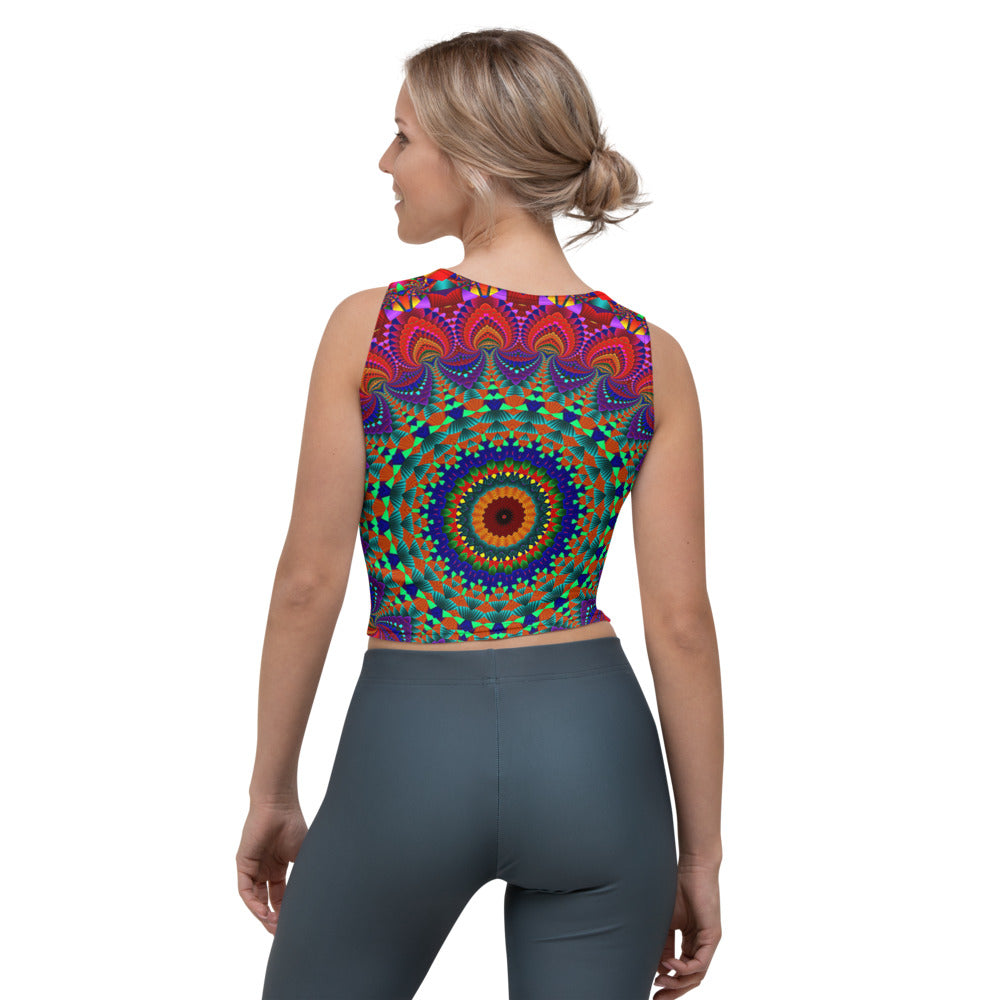 Boho Neon Färgglatt Mandala Crop Top Linne