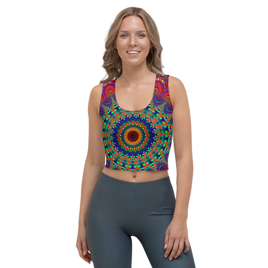 Boho Neon Färgglatt Mandala Crop Top Linne