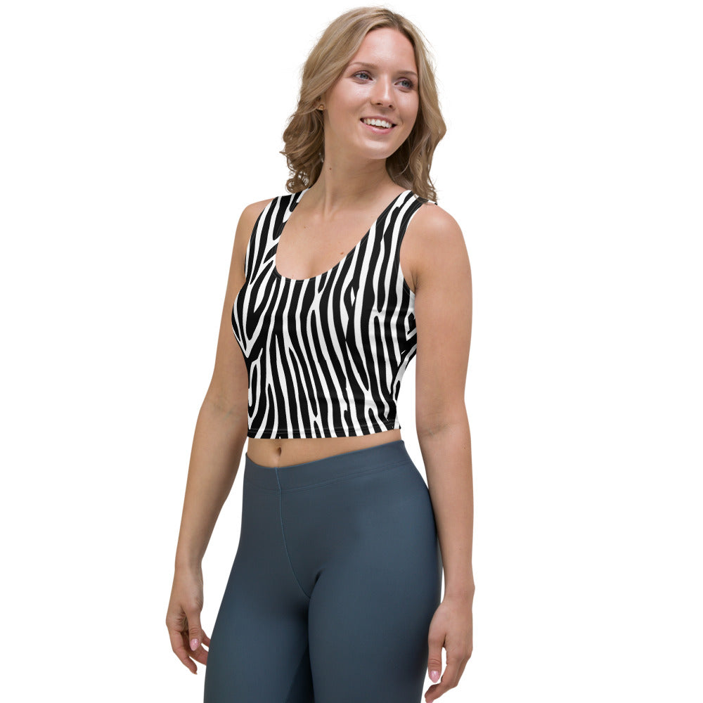 Svart & Vit Zebra Randing Crop Top Linne