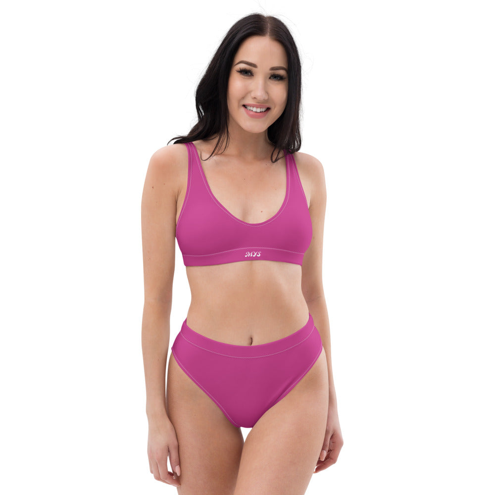 Ekologisk Rosa Bikini Med Hög Midja (BH & Trosa) - Många Färger & Plus Size