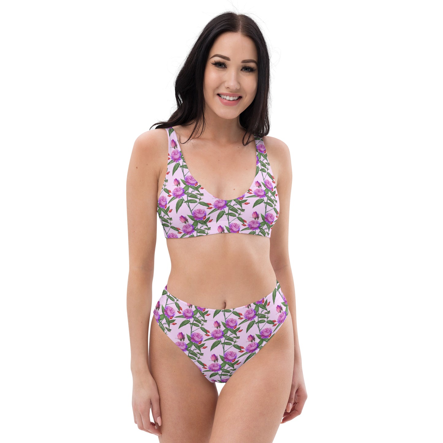 Ekologisk Surf Bikini Med Med Rosa Blomtryck