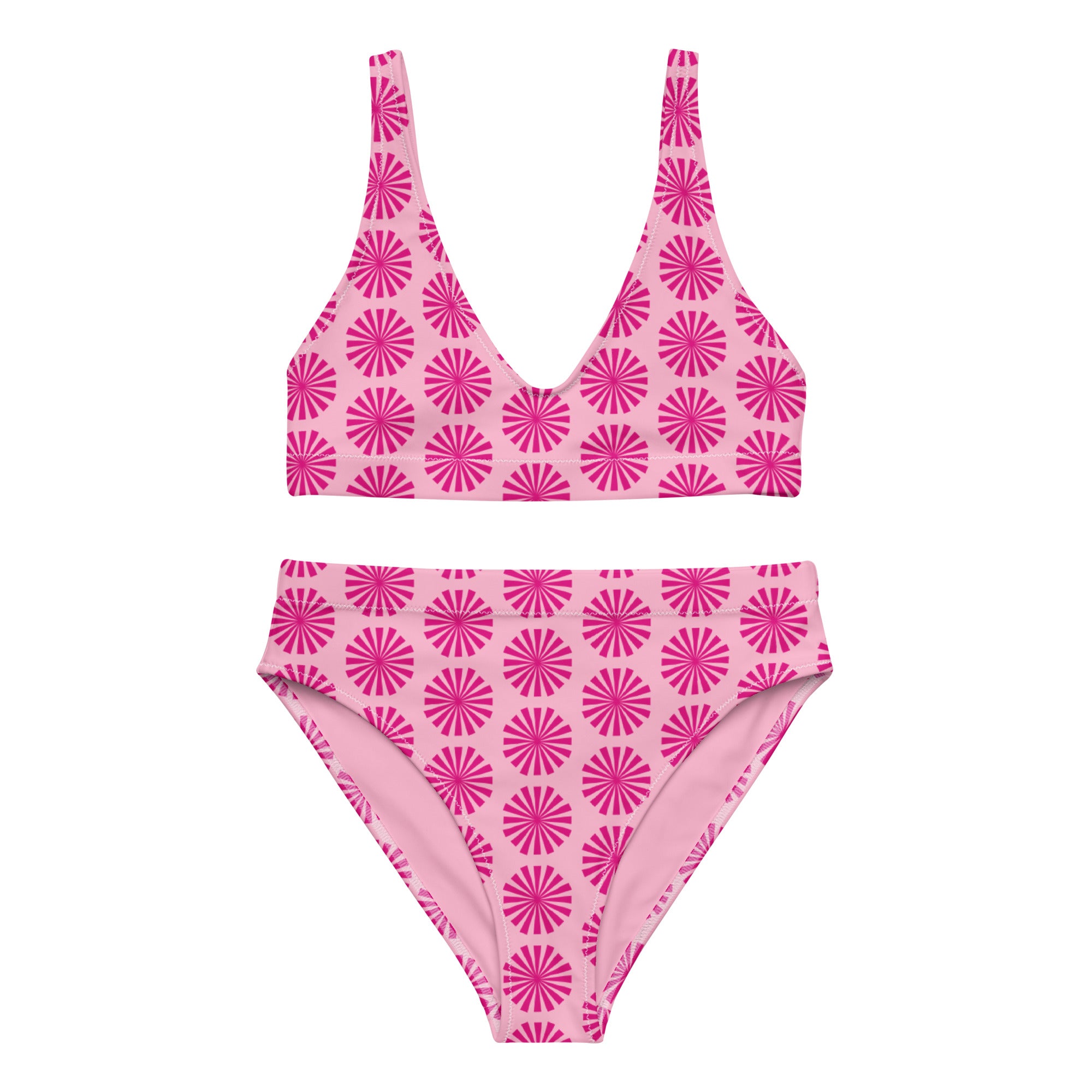 Ekologisk Surf Bikini i Ljusrosa Med Cerise Stjärnblommor