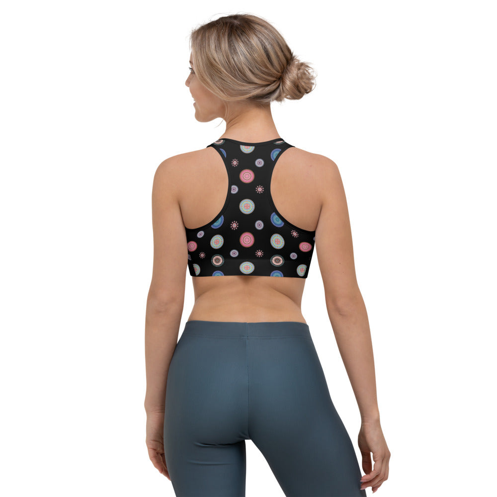 Svart Mandala Yoga / Sport BH Med Racerback