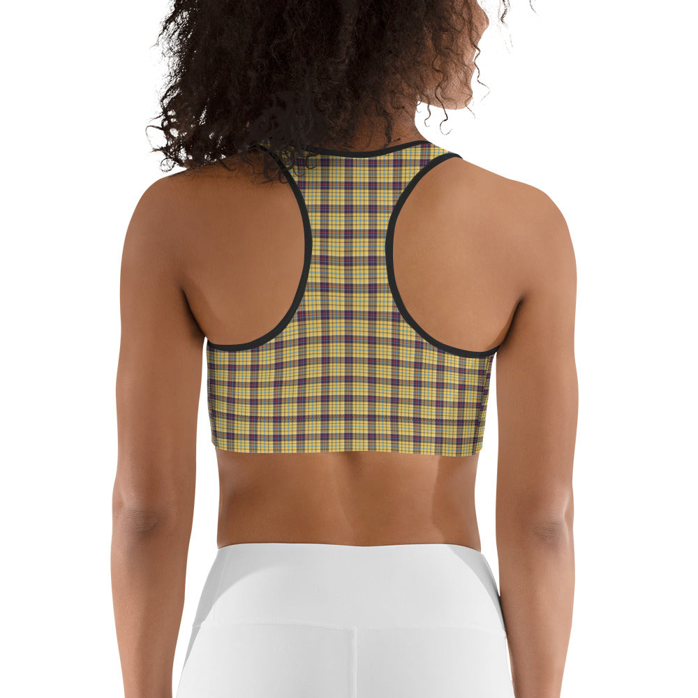 Gul Tartan Mönstrad Yoga / Sport BH Med Racerback