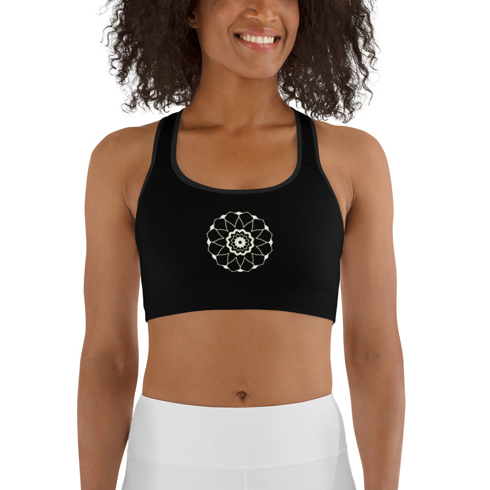 Svart Mandala Yoga / Sport BH Med Racerback