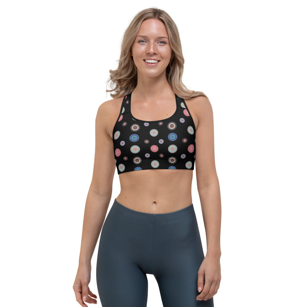 Svart Mandala Yoga / Sport BH Med Racerback