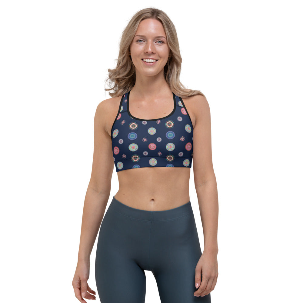 Marin Blå Mandala Yoga / Sport BH Med Racerback