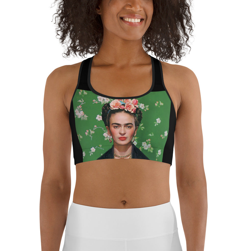 Svart Frida Kahlo Sport BH - Självporträtt