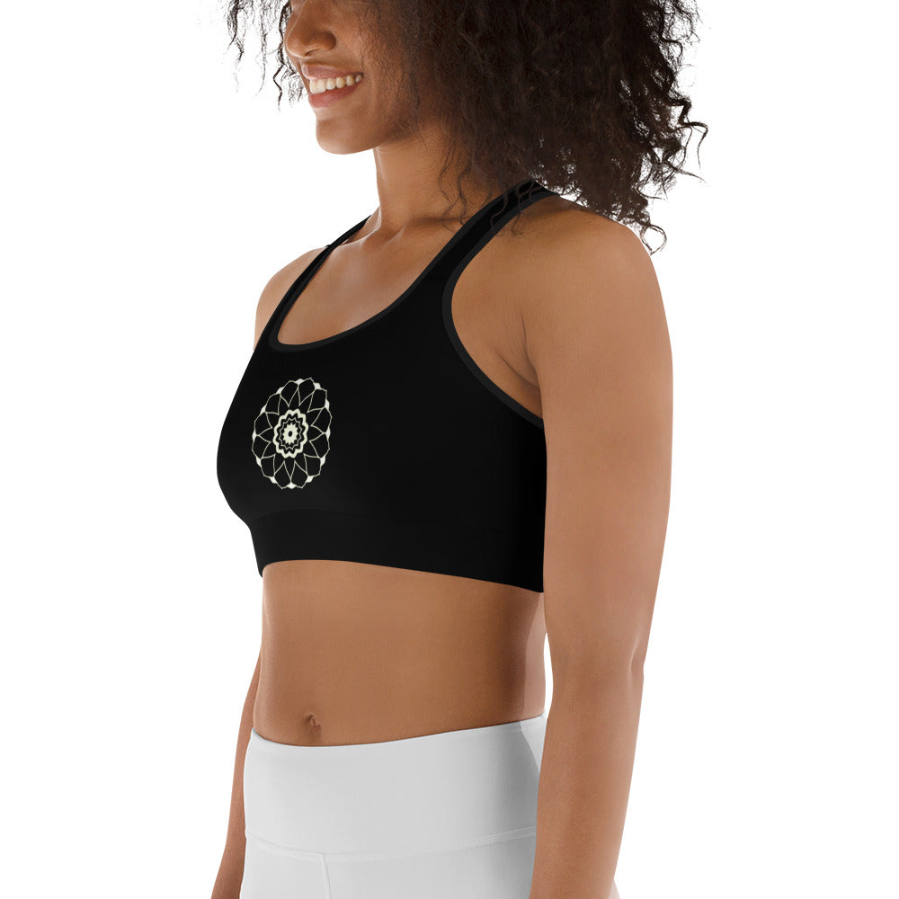 Svart Mandala Yoga / Sport BH Med Racerback