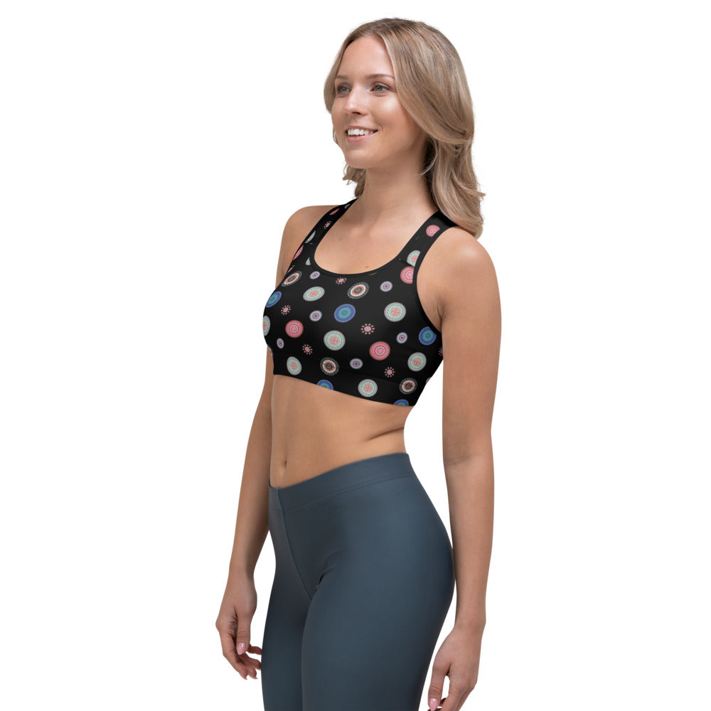 Svart Mandala Yoga / Sport BH Med Racerback