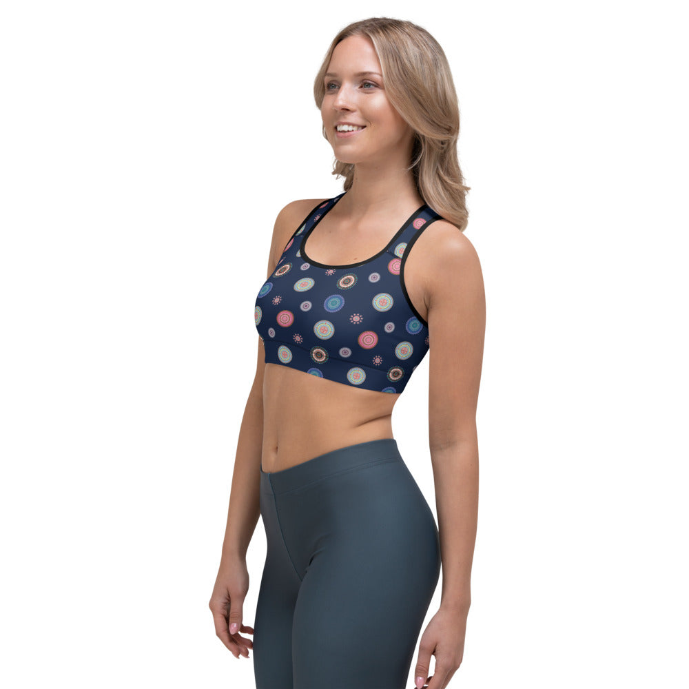 Marin Blå Mandala Yoga / Sport BH Med Racerback