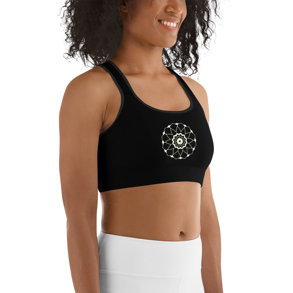 Svart Mandala Yoga / Sport BH Med Racerback