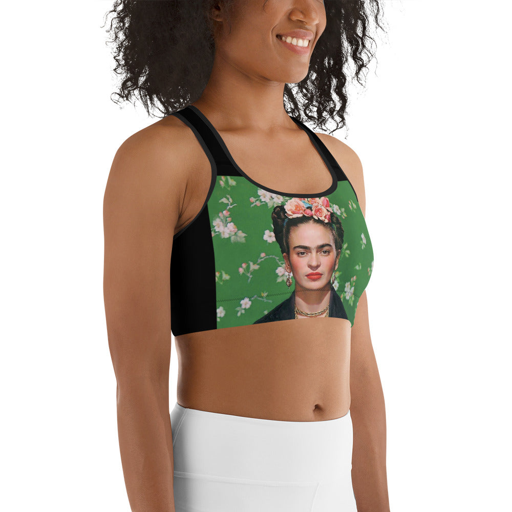 Svart Frida Kahlo Sport BH - Självporträtt