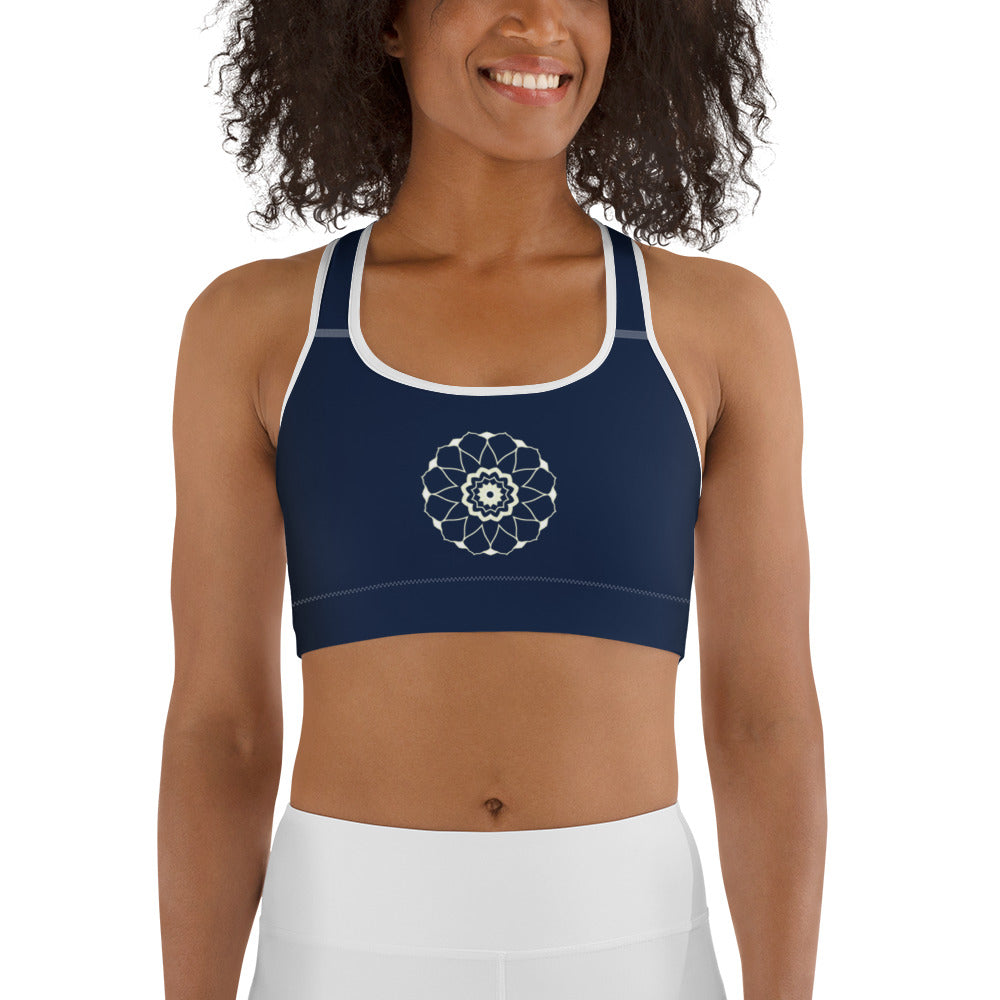 Marin Blå Mandala Yoga / Sport BH Med Racerback