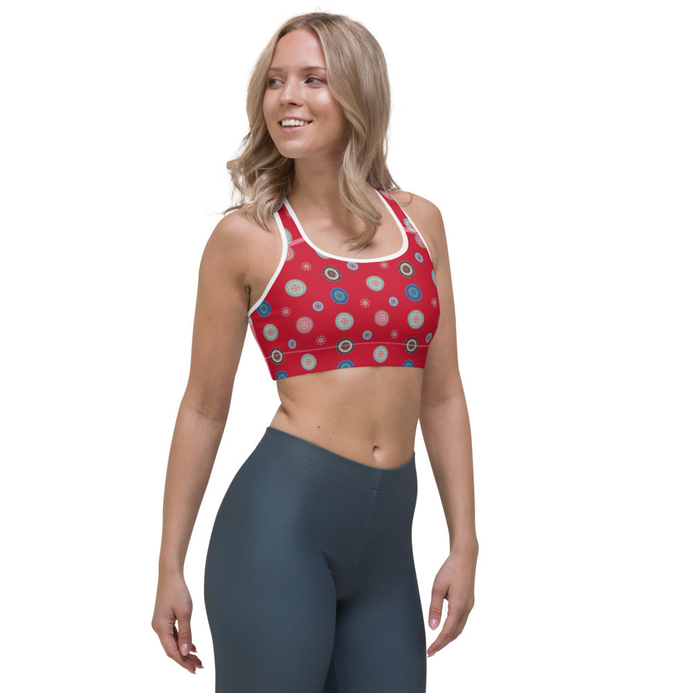 Hallon Röd Mandala Yoga / Sport BH Med Racerback