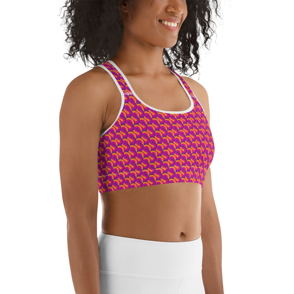 Retro Rosa, Lila & Orange Sports bra