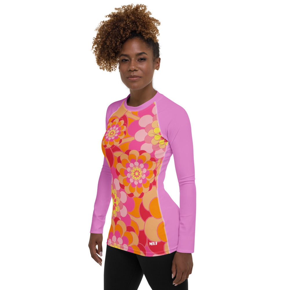 Raglanärm Rash Guard Rosa & Orange Yoga Tröja - Mandala