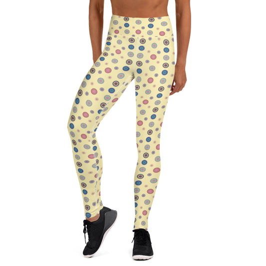 Ljus Gula Mandala Yogatights Leggings Med Hög Midja & Ficka