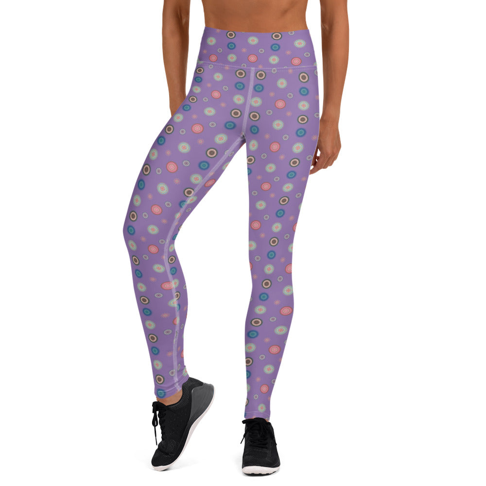 Lila Mandala Yogatights Leggings Med Hög Midja & Ficka