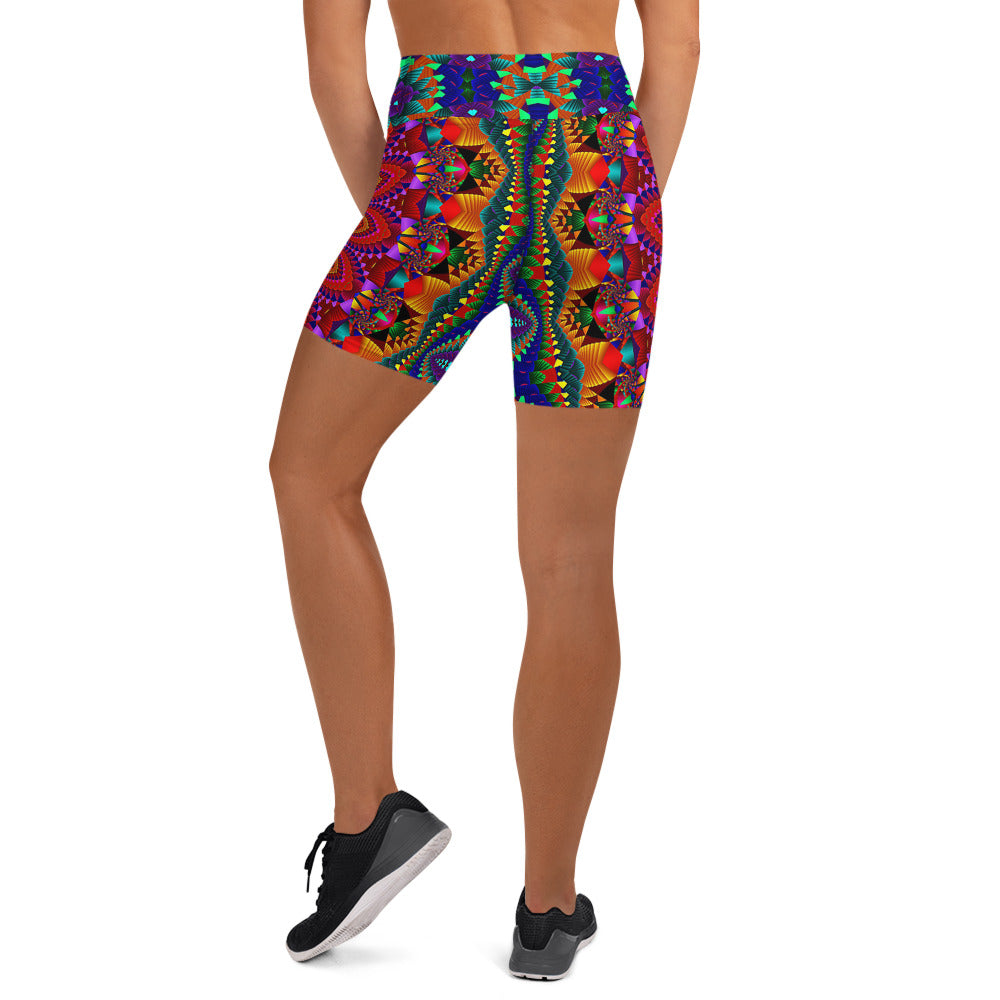 Boho Neon Färgglada Mandala Yoga Shorts