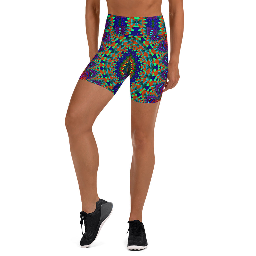 Boho Neon Färgglada Mandala Yoga Shorts