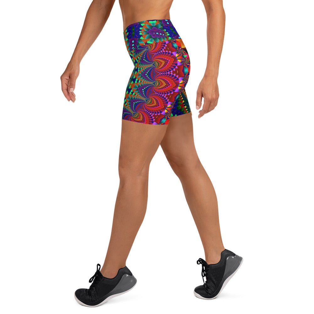 Boho Neon Färgglada Mandala Yoga Shorts