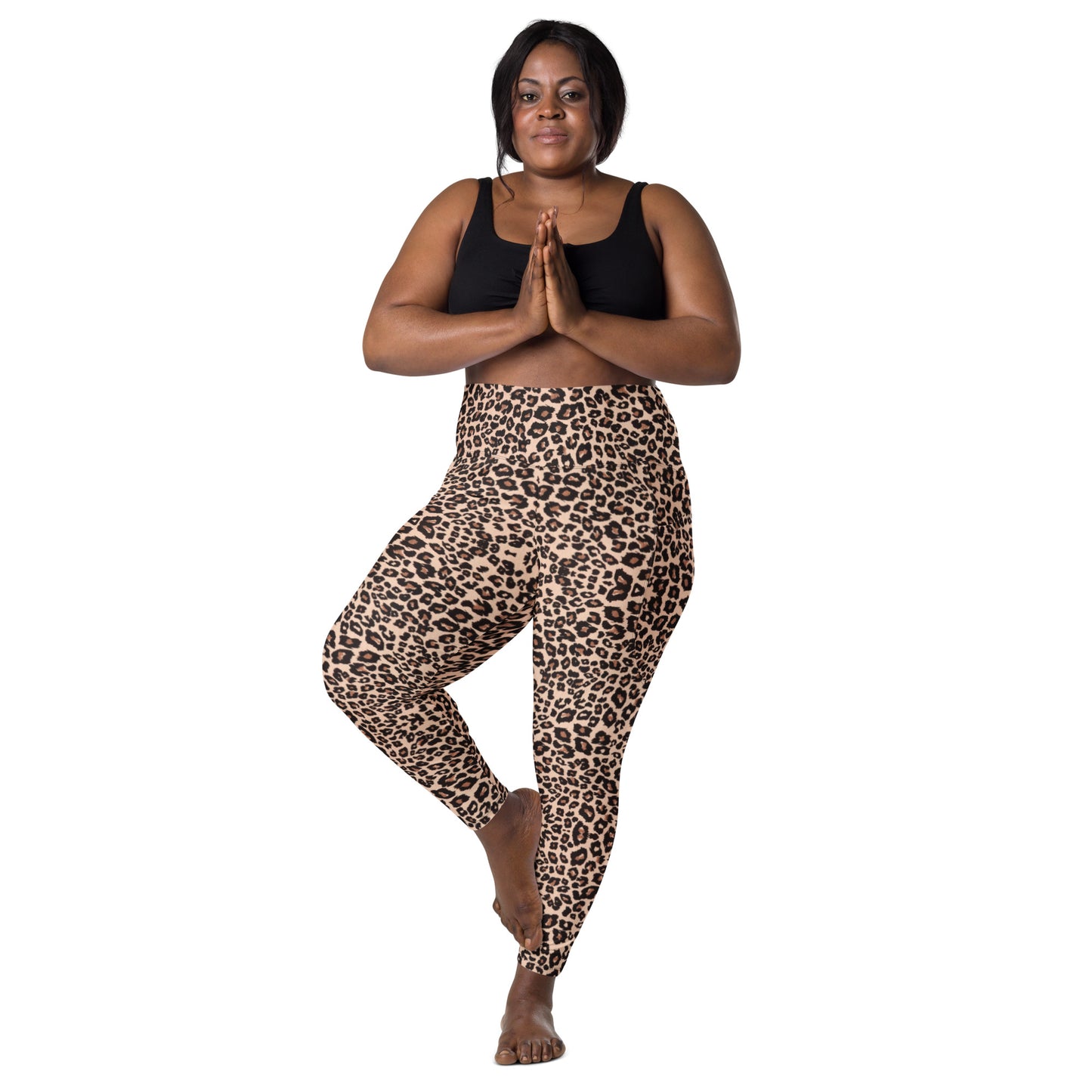 Leopard Yogatights / Gymleggings Med Hög Midja & Sidofickor