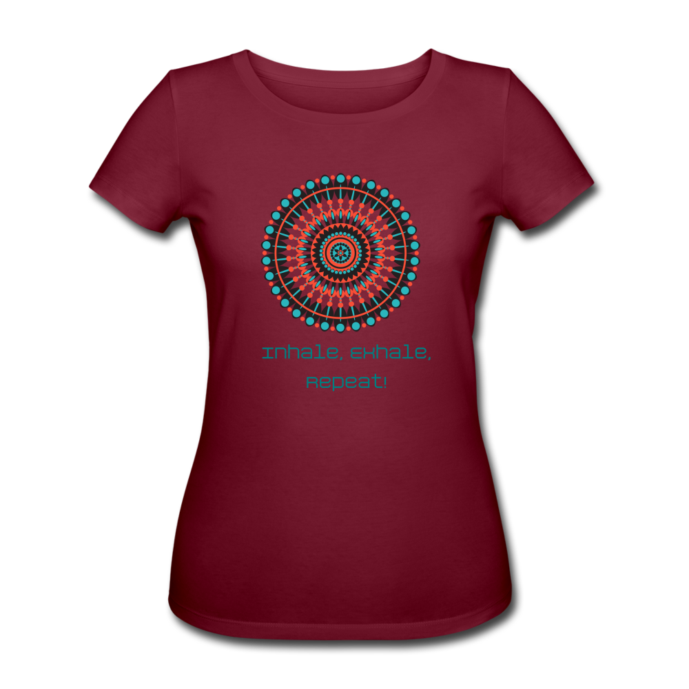 100% Organisk Bomull Vinröd Mandala T-Shirt Med Citat