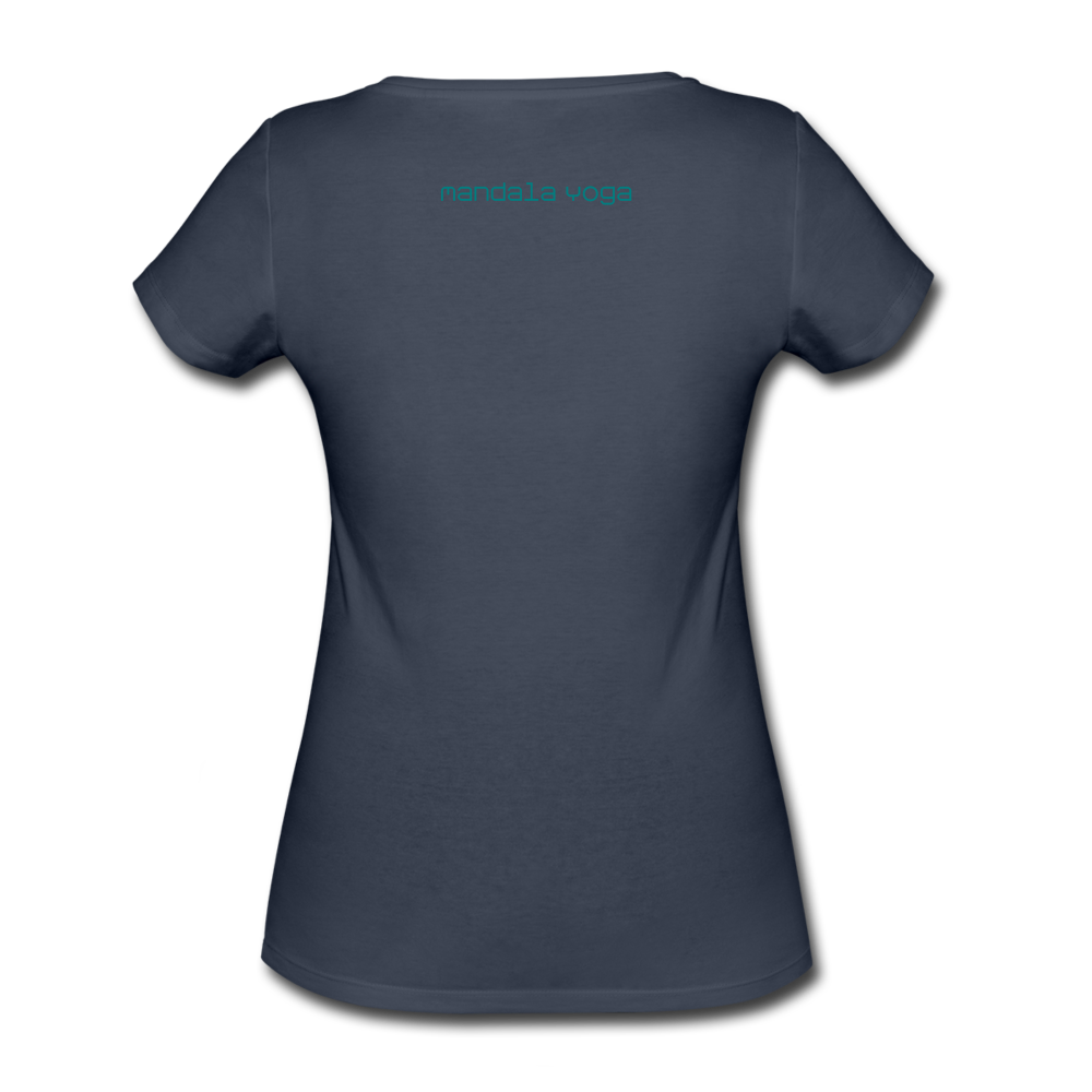 Women’s Organic T-Shirt by Stanley & Stella - navy100% Organisk Bomull Blå Mandala T-Shirt Med Citat