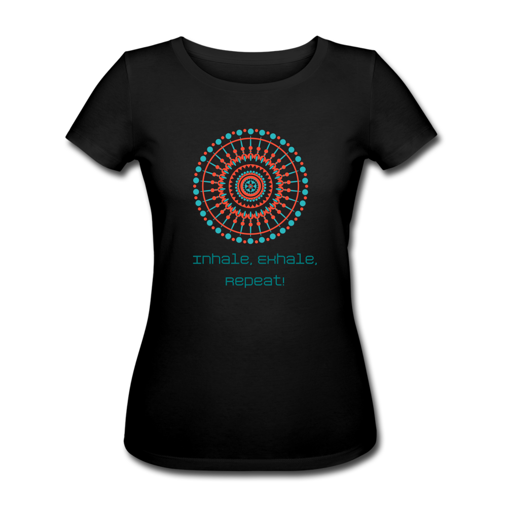 100% Organisk Bomull Svart T-Shirt Med Mandala Tryck & Citat