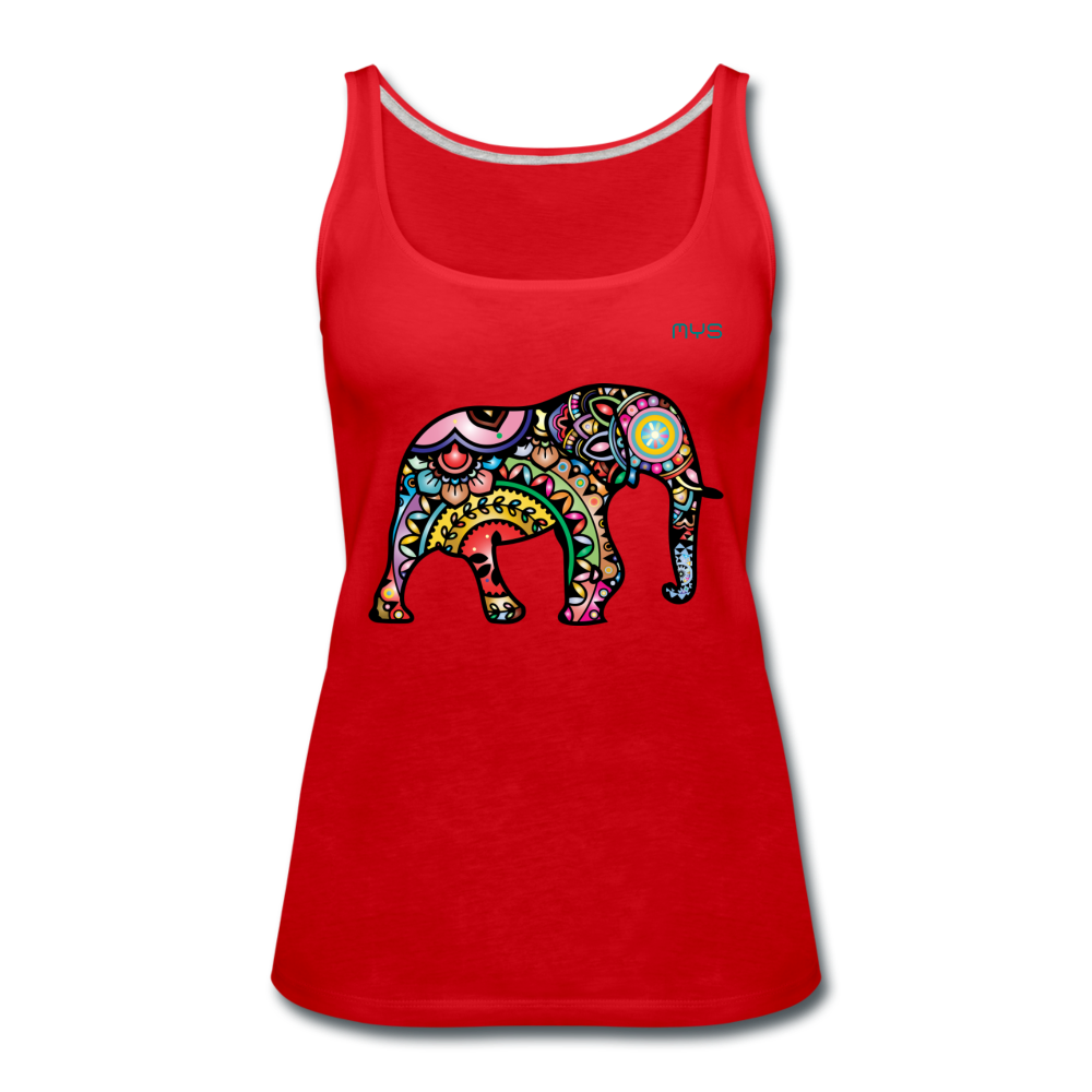 Röd Färgglad Mandala Elefant Yoga Linne