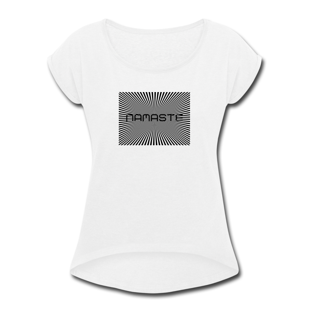 Namaste Women’s T-Shirt with rolled up sleeves - white