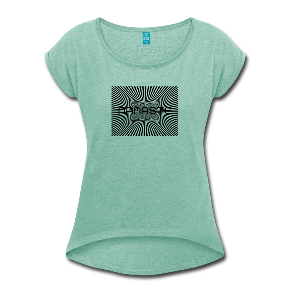 Namaste Women’s T-Shirt with rolled up sleeves - heather mint