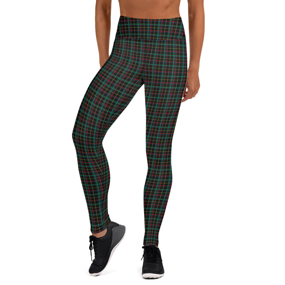 Svart Tartan Yoga Tights & Yoga BH Set