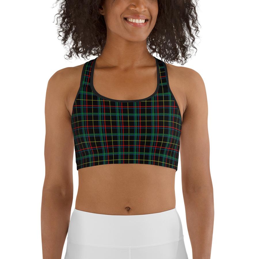 Svart Tartan Yoga Tights & Yoga BH Set