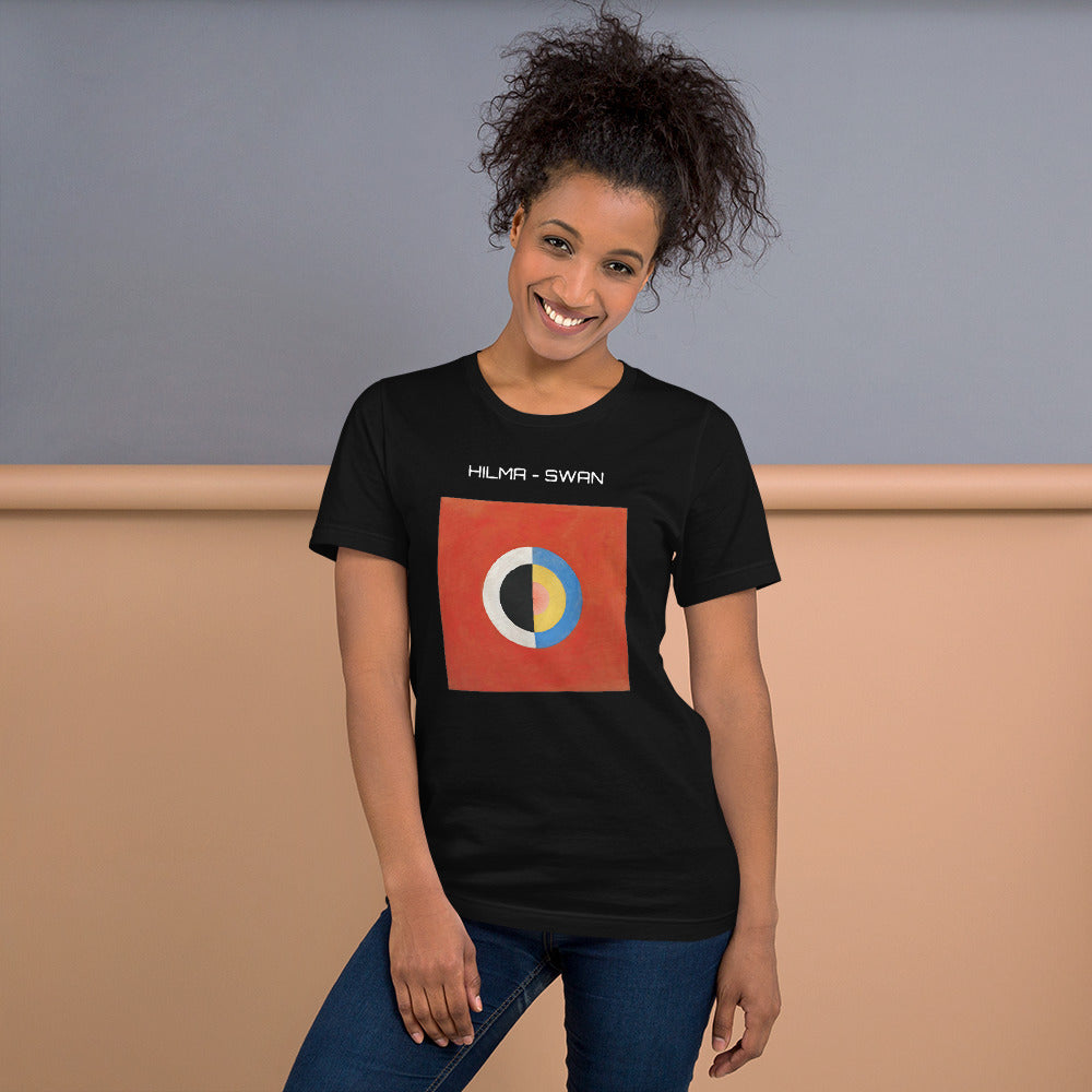 Hilma Af Klint Tryck Kortärmad 100% Bomull Svart T-Shirt - The Swan