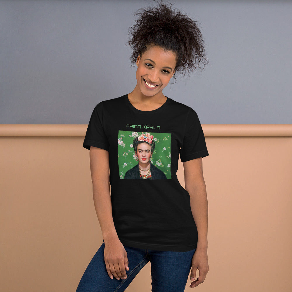 Svart Frida Kahlo Tryckt Kortärmad 100% Bomull T-Shirt Dam