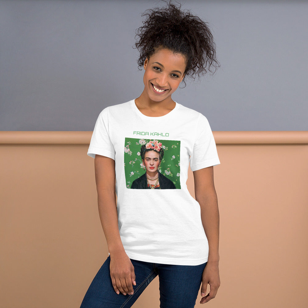 Vit Frida Kahlo Tryckt Kortärmad 100% Bomull T-Shirt Dam