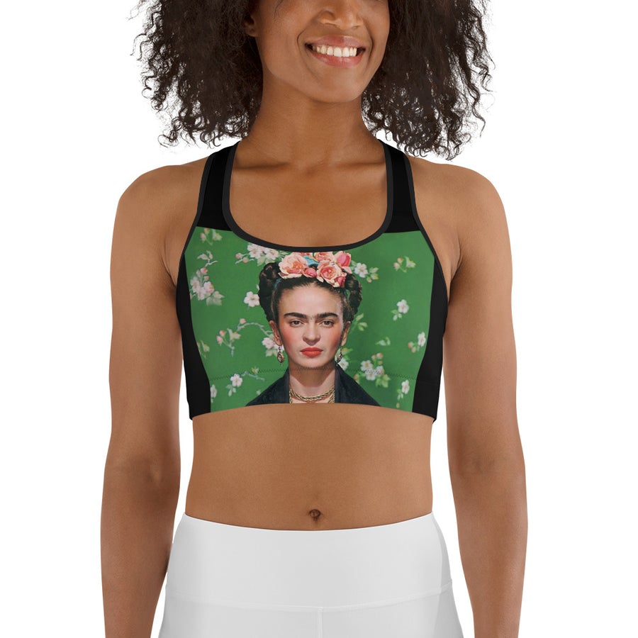 Svart Frida Kahlo Tryck Yoga Set - Sport BH & Yogatights